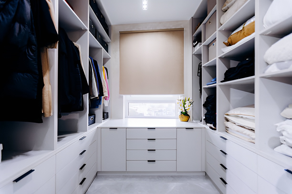 u-shaped walk-in closet